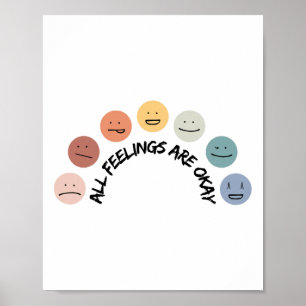 Känns okej, motionell Ansikte Mental Health Awaren Poster