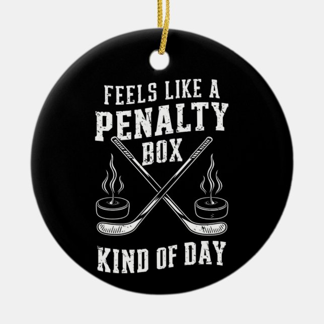 Känns som en straffsparkslåda dag ishockey julgransprydnad keramik (Framsidan)