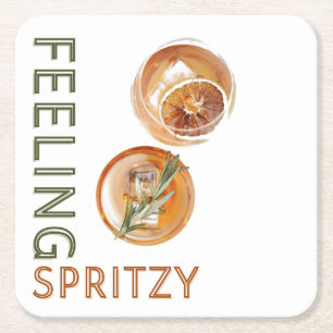 Känns Spritzy Orange Cocktail Underlägg Papper Kvadrat