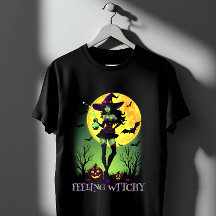 Känns Witchy Halloween Witch Full Moon Fladdermus