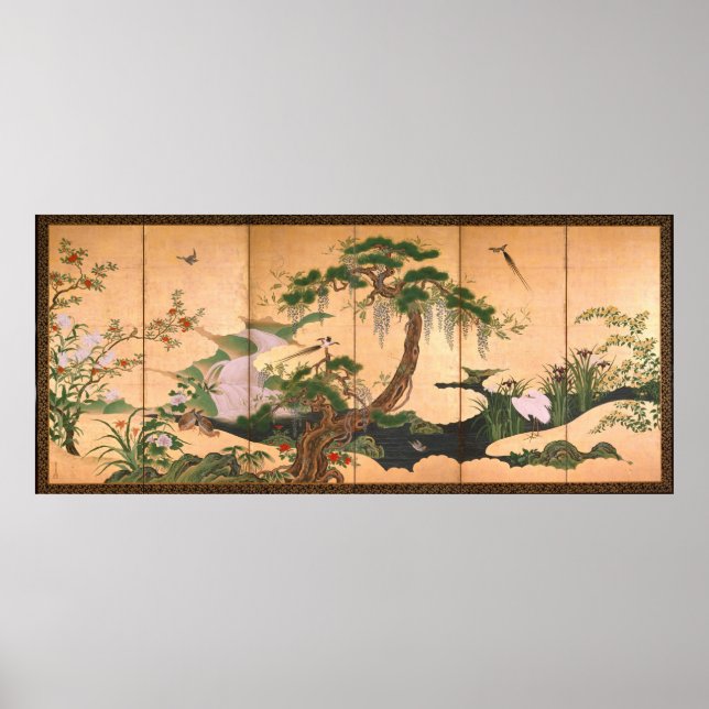 Kano Eino Birds and Flowers of Vår and Summer Poster (Framsidan)