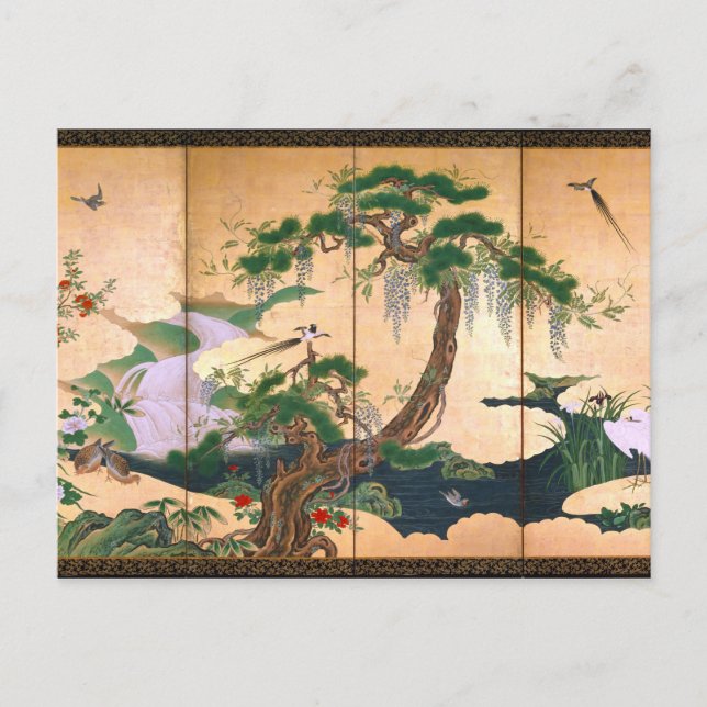 Kano Eino Birds and Flowers of Vår and Summer Vykort (Framsida)
