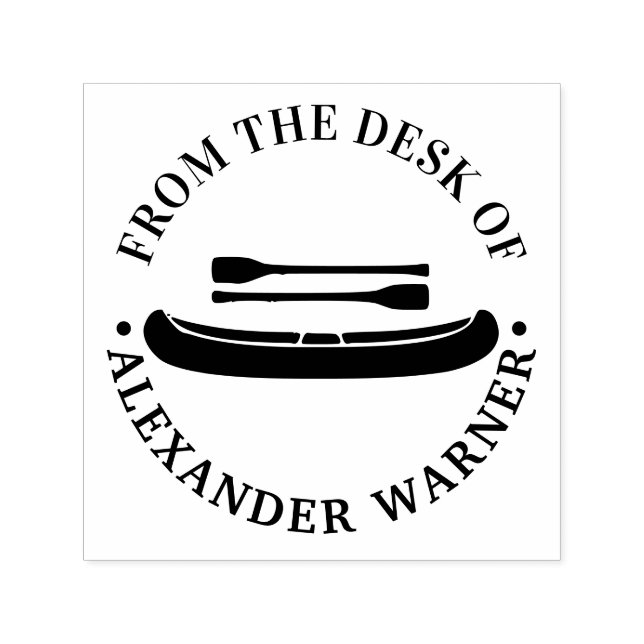 Kano med åror “från skrivbordet” brevpapper självfärgande stämpel (Design)