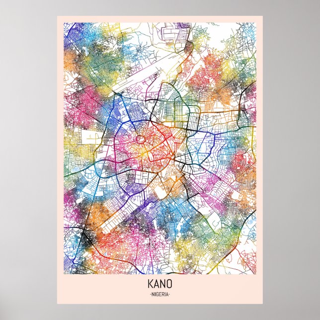 Kano Nigeria City Karta Poster (Framsidan)