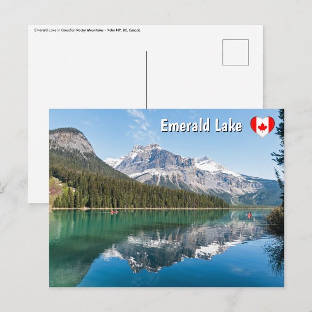 Kano på berömda Emerald Lake - Yoho NP, Kanada Vykort (Fram/baksida)