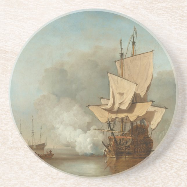 Kanonen sköt vid Willem skåpbil de Velde det mer Underlägg (Framsidan)