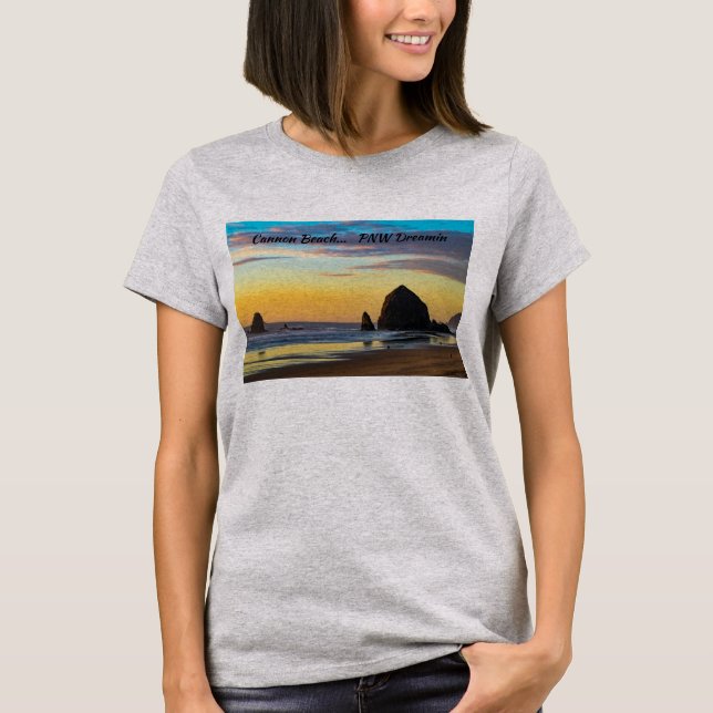 Kanonstrand - höstacksten på solnedgången t shirt (Framsida)