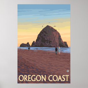 Kanonstrand, Oregon - höstacksten Poster