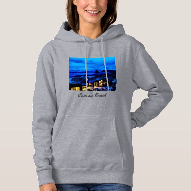 Kanonstrand på blåtttimmehoodien t shirt (Framsida)
