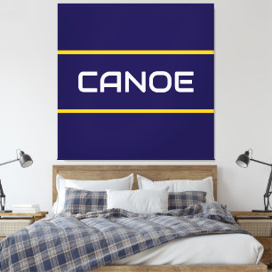 KANOT Elegant Vit Text Orange Marinblå Ränder Canvastryck