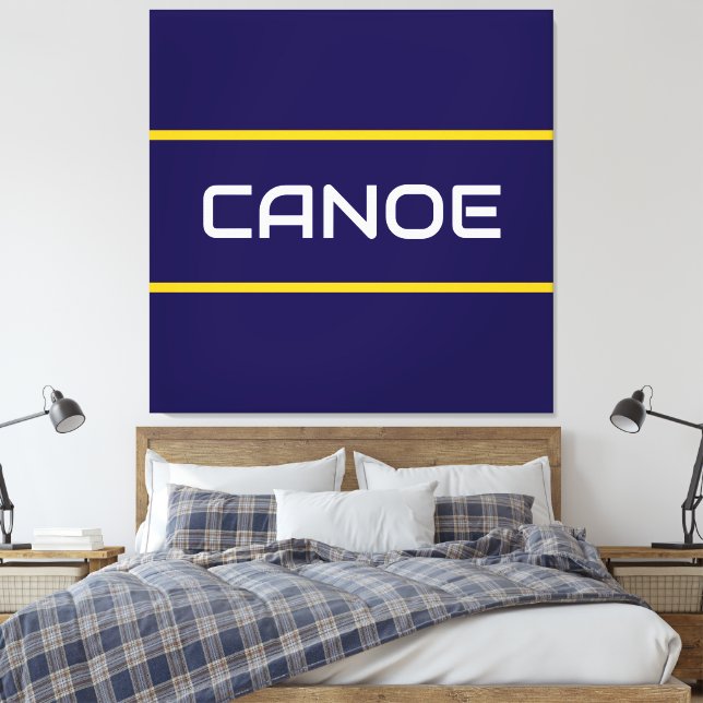KANOT Elegant Vit Text Orange Marinblå Ränder  Canvastryck (Insitu (sovrum))