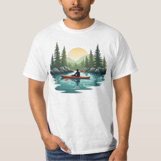 Kanot Lake Äventyr Berg Solnedgång Utomhus T Shirt