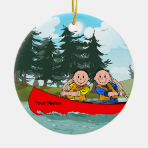 Kanot - manlig & manlig julgransprydnad keramik
