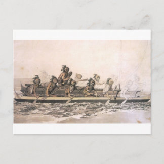 Kanot till Sandwichöarna. Hawaii. c. 1778 Vykort