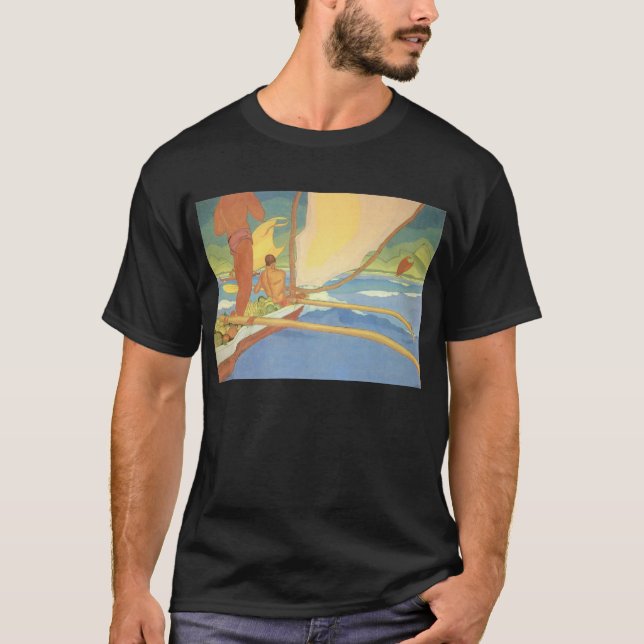 "Kanotar manar i Outrigger hövdat för kust" - Tee Shirt (Framsida)