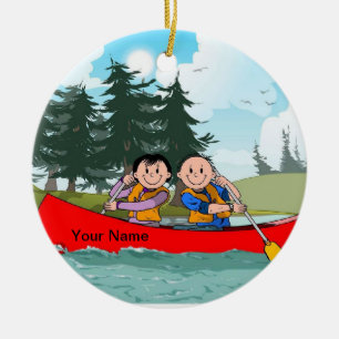 Kanoten kopplar ihop julgransprydnad keramik