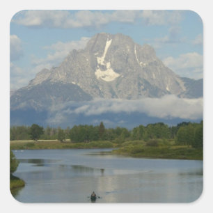 Kanotpaddling i Grand Teton National Park Fyrkantigt Klistermärke