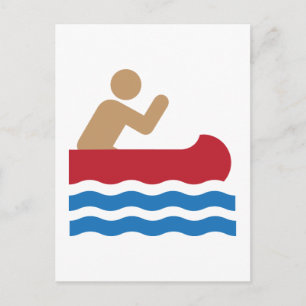 Kanotsymbolspictograph i färg vykort