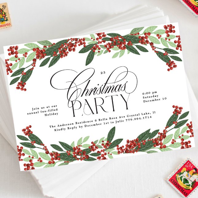 Kansad botanisk julafton Party Inbjudningar (Skapare uppladdad)
