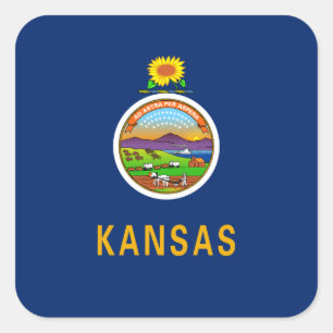 Kansan Flagga, Kansas Flagga Fyrkantigt Klistermärke
