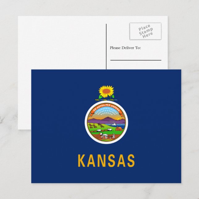 Kansan Flagga, Kansas Flagga Vykort (Fram/baksida)
