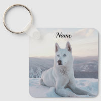 Kansande White Husky Hund i snö