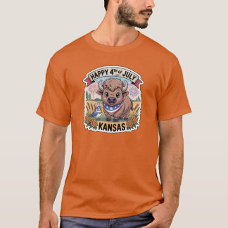 Kansas 4 juli Western Meadowlark Sunflower St T Shirt