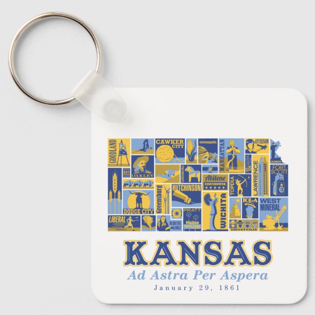 Kansas: Ad Astra Per Aspera - Nyckelkedja Nyckelring (Framsida)