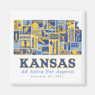 Kansas - Ad Astra Per Aspera - Square Magnet