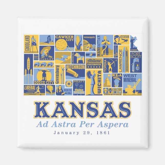 Kansas - Ad Astra Per Aspera - Square Magnet (Framsidan)