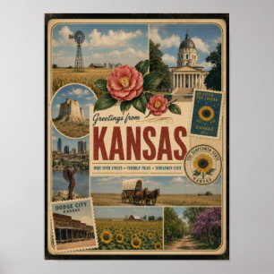 Kansas Äkta Vintage Stil Poster
