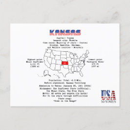 Kansas amerikanska stat på karta och användbar inf helg vykort