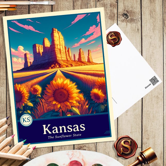 Kansas | Anime Stil Tecknad Postkort Vykort (Skapare uppladdad)