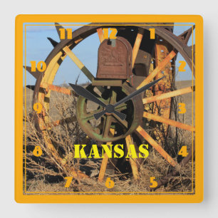 Kansas Antique Tractor Däck Fyrkantig Klocka
