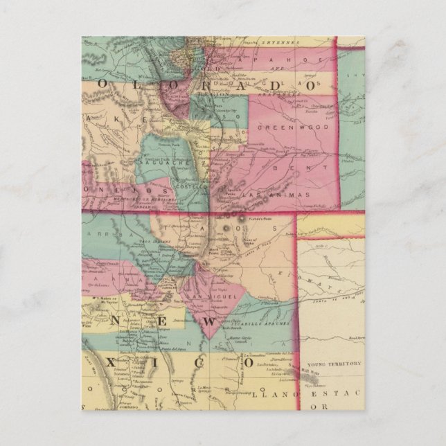 Kansas, Arizona, Colorado, New mexico och Utah Vykort (Framsida)