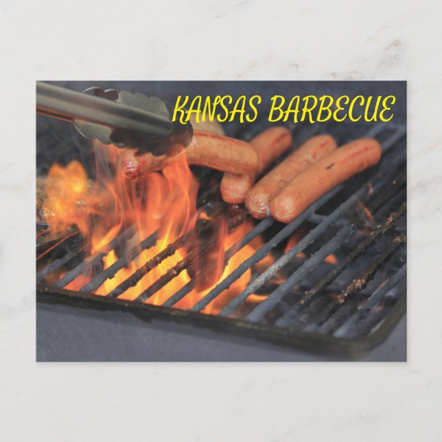 Kansas BARBECUE POST Card. Vykort (Framsida)