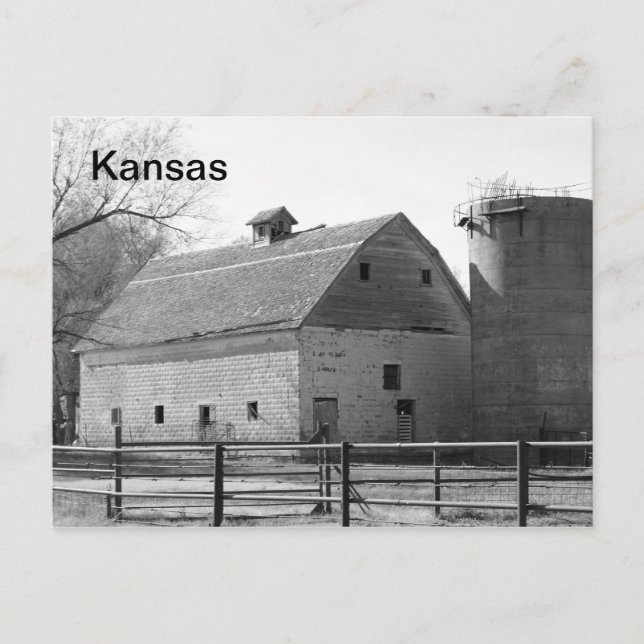 Kansas Barn och Silo Vykort (Framsida)