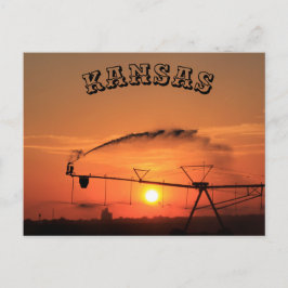 Kansas-bevattningssystem Solnedfällt postkort Vykort