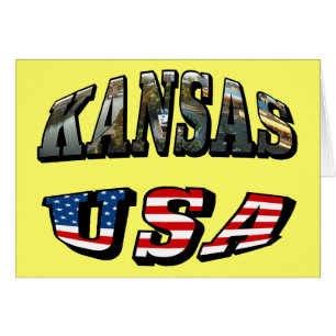Kansas Bild och USA flagga Font Hälsningskort