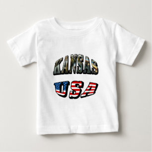 Kansas Bild och USA flagga Font T-shirt