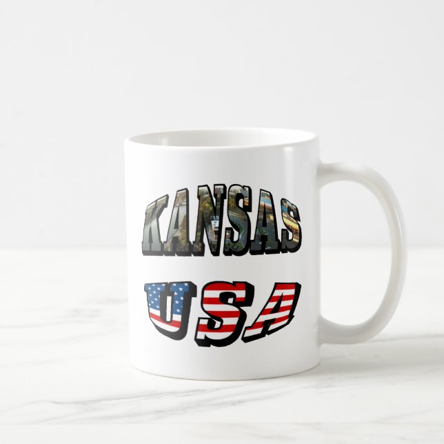 Kansas Bild och USA flagga Kaffemugg (Höger)