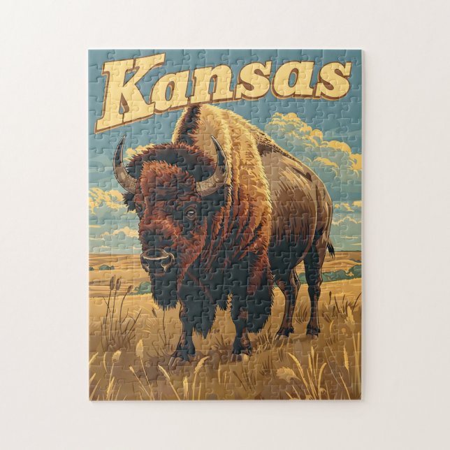 Kansas Bison Vintage Pussel (Vertikal)