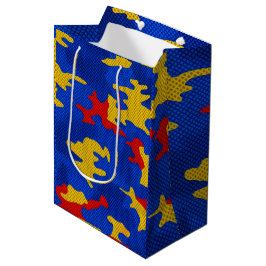 Kansas Blue Red Yellow Vibrant Camo Pattern