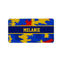 Kansas Blue Red Yellow Vibrant Camo Pattern