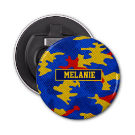 Kansas Blue Red Yellow Vibrant Camo Pattern Flasköppnare