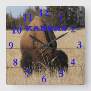 Kansas Buffalo Square Wall Clock Fyrkantig Klocka