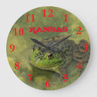 Kansas Bull Frog closeup Round Clock