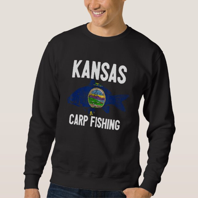 Kansas Carp Fishing Angler American Carp Angling U Lång Ärmad Tröja (Framsida)