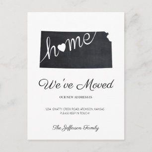 Kansas Chalkboard State Karta Flytta Postcard Meddelande Vykort