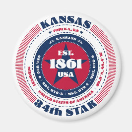 Kansas Circle Typography Souvenir Magnet